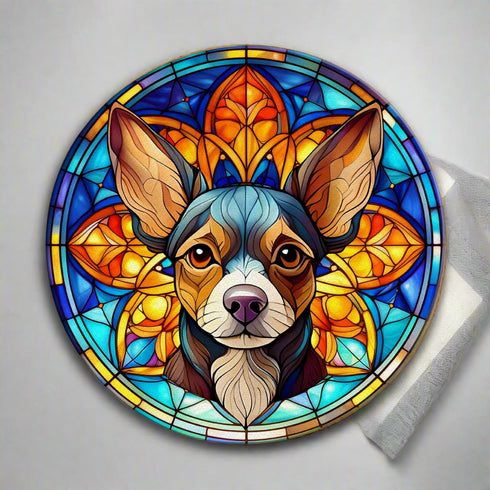 Chihuahua Black Glass Suncatcher Worktop Saver